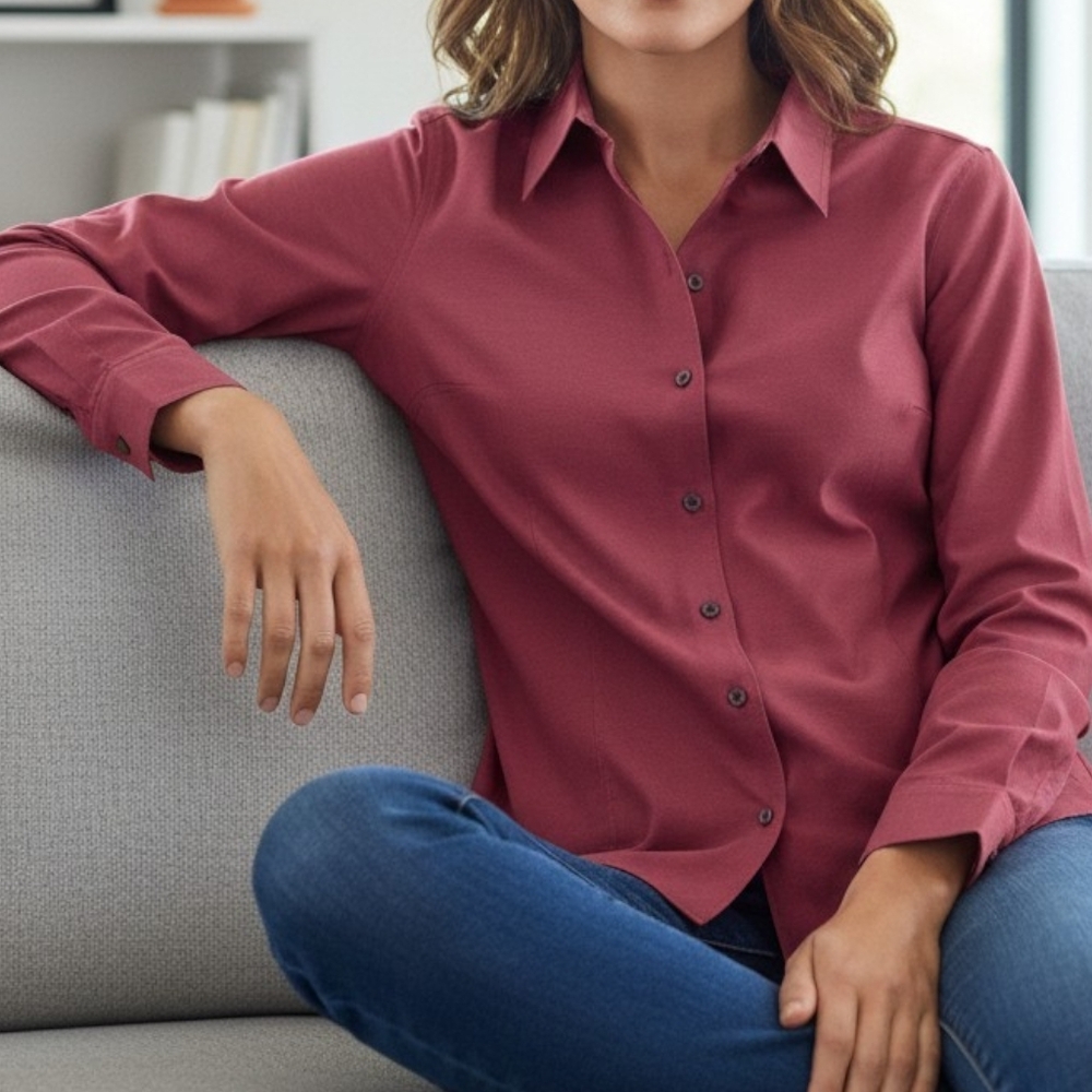 Eddie Bauer Women’s Small Blouse Long Sleeve Cotton Button Down Shirt Collar Y2K